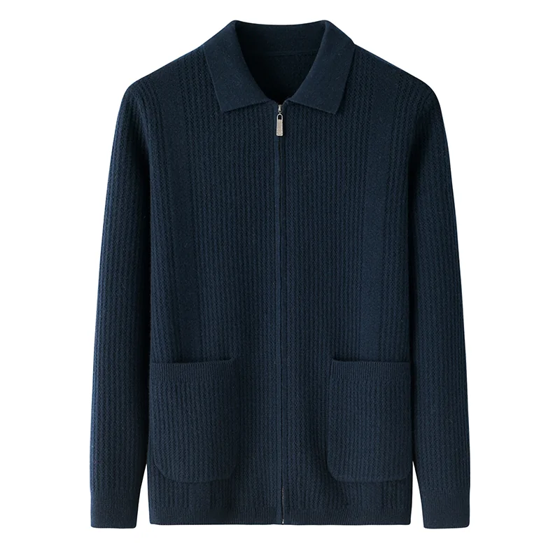 100% Cashmere, Cashmere crew-neck sweater — Black, 14–15.5µm, Cashmere Garment / Men — detail view 3