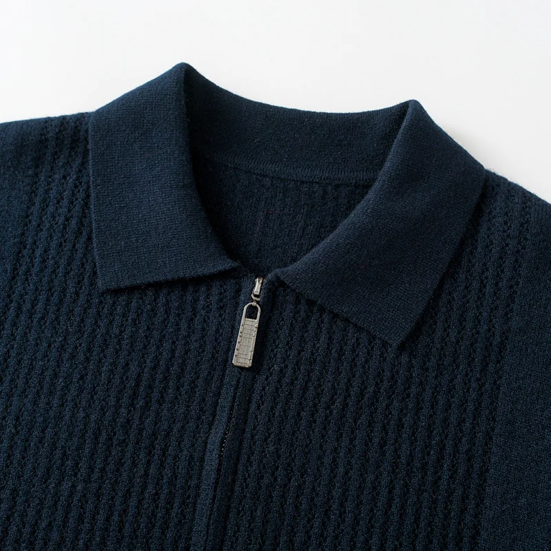 100% Cashmere, Cashmere crew-neck sweater — Black, 14–15.5µm, Cashmere Garment / Men — detail view 6