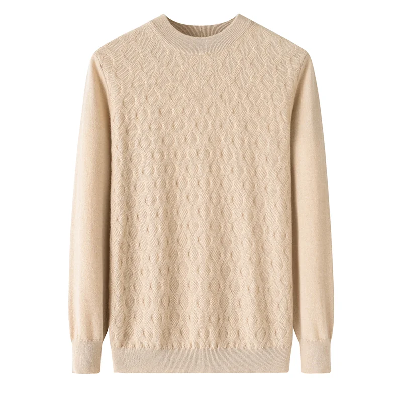 100% Cashmere, Cashmere crew-neck sweater — Blue, 14–15.5µm, Cashmere Garment / Men — detail view 3