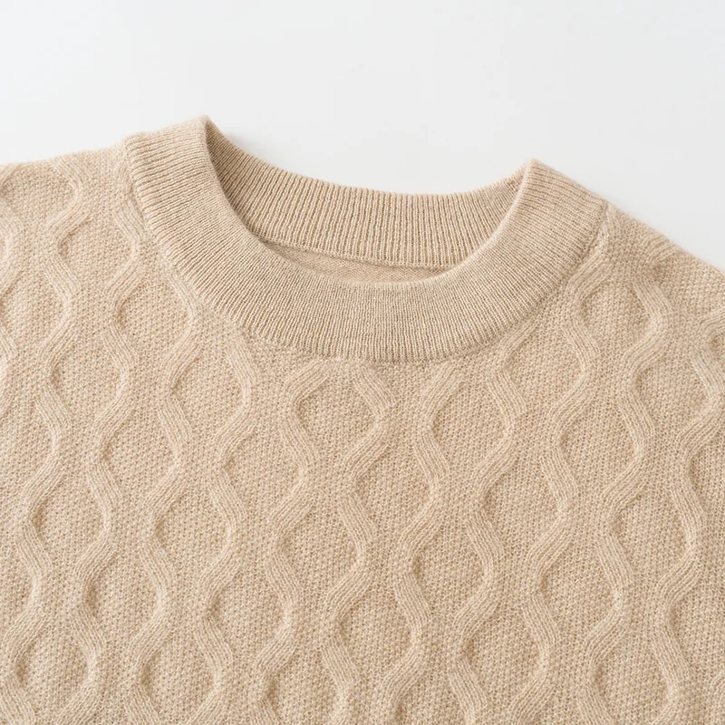 100% Cashmere, Cashmere crew-neck sweater — Blue, 14–15.5µm, Cashmere Garment / Men — detail view 6