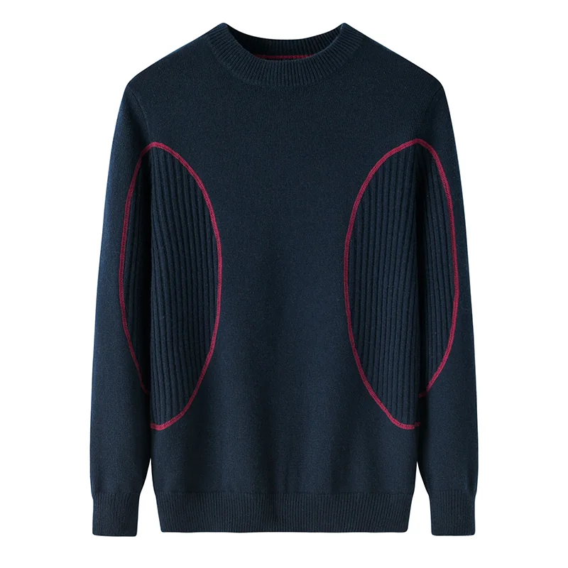 100% Cashmere, Cashmere crew-neck sweater — Beige, 14–15.5µm, Cashmere Garment / Men — detail view 3