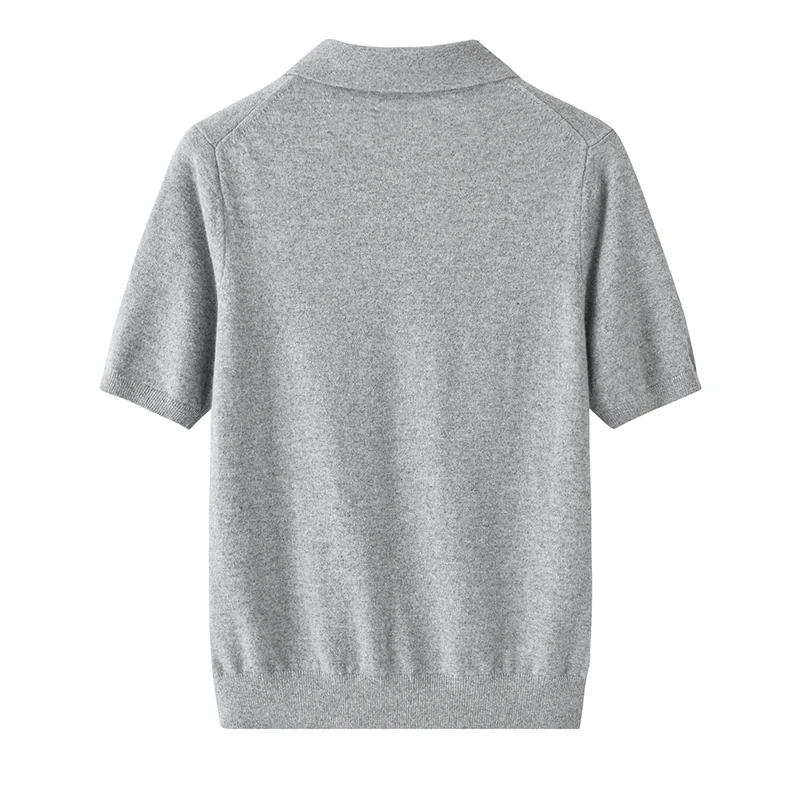 Cashmere short-sleeve knit — Grey Short sleeve