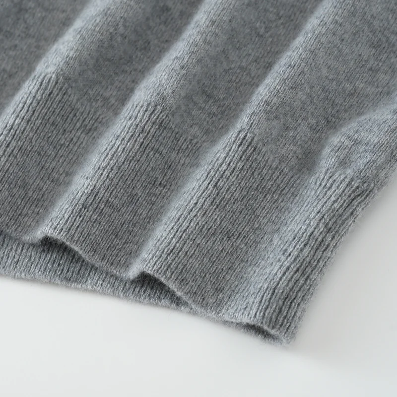 100% Cashmere, Cashmere short-sleeve knit — Grey Short sleeve, 14–15.5µm, Cashmere Garment / Men — detail view 4