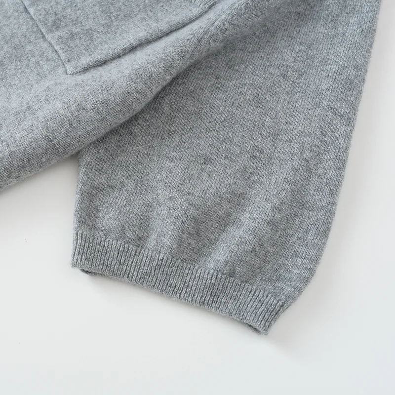100% Cashmere, Cashmere short-sleeve knit — Grey Short sleeve, 14–15.5µm, Cashmere Garment / Men — detail view 5
