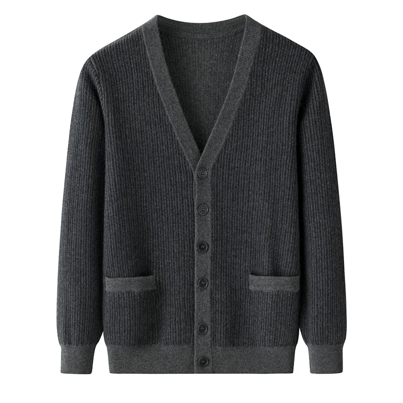 100% Cashmere, Cashmere crew-neck sweater — Grey, 14–15.5µm, Cashmere Garment / Men — detail view 2