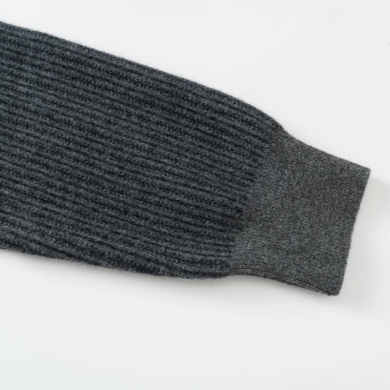 100% Cashmere, Cashmere crew-neck sweater — Grey, 14–15.5µm, Cashmere Garment / Men — detail view 4