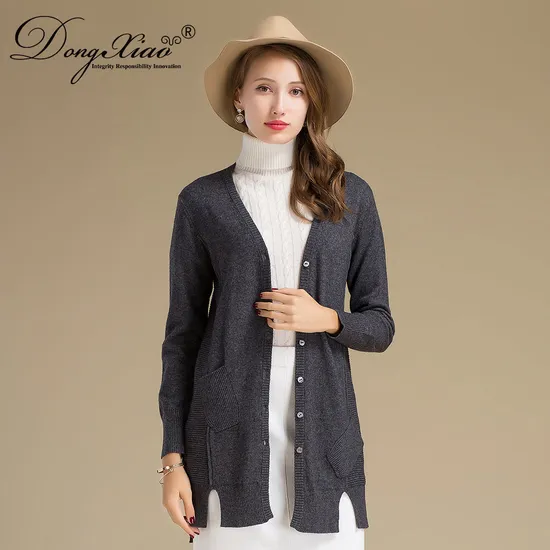 Large Size Women Knitwear Wool Cashmere Buttons Cardigan Sweater