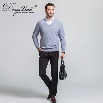 High Quality Sufer Soft 100 Cashmere V Neck Men Sweaters
