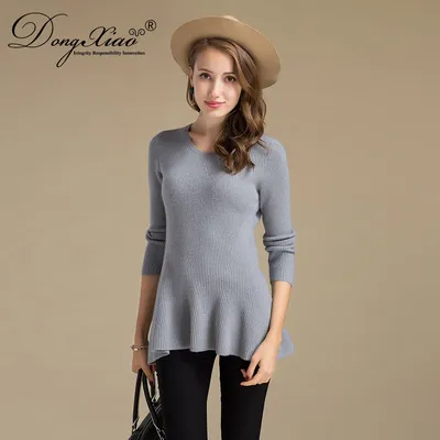 Fashion Round Neck Short Jumpers Wool Cashmere Blend Sweater