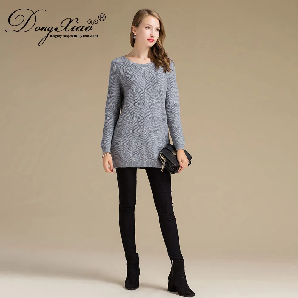 Round Neck Wool Cashmere Blended Women Long Sweater Design view 2