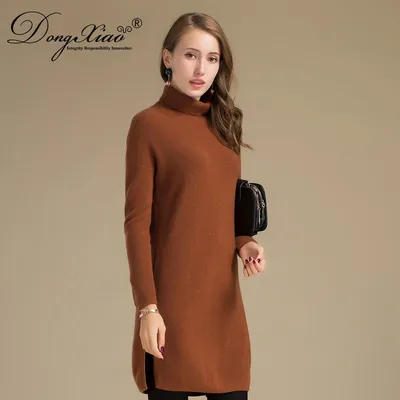 Winter Warm Turtleneck Long Style Wool Cashmere Sweater Pullover