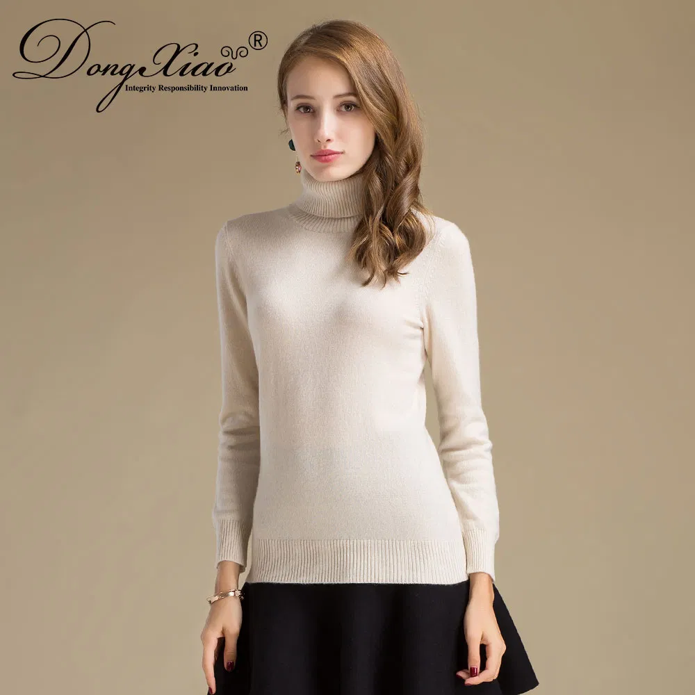 100 Cashmere Ladies Knitted Turtleneck Sweater Sale view 2
