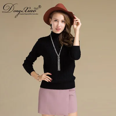 Slim Fit Long Sleeve Cashmere Blend Women Cable Pullover Sweater