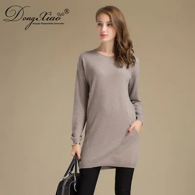 Classic Style Plain Knitted Wool Cashmere Crew Neck Sweater