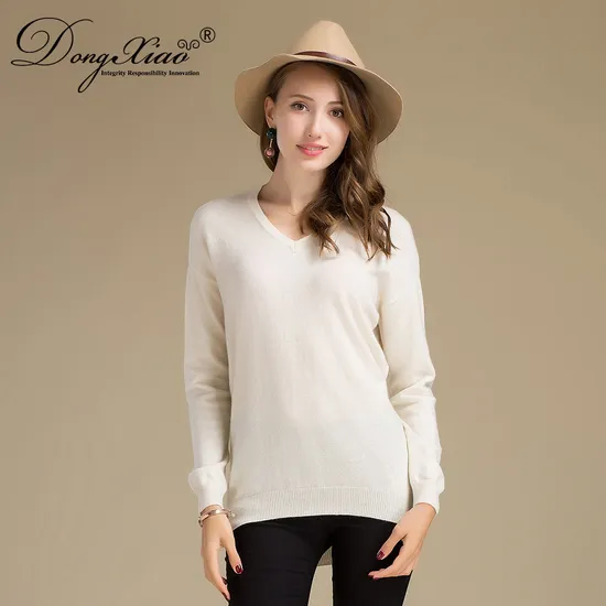 Classic Sex Deep V Neck Long Sleeve Cashmere Sweater