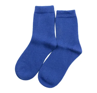 Plain Knit Royal Blue Pure Cashmere Socks