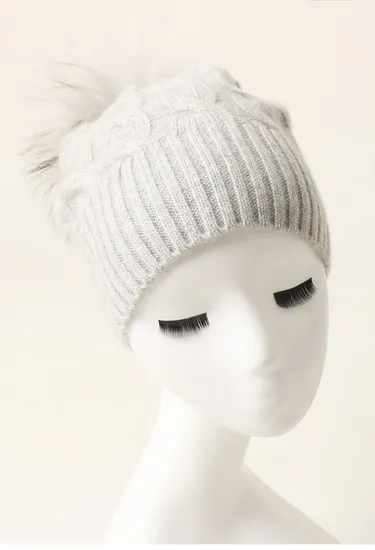 Factory Wholesale Cable Beanie 100 Cashmere POM Hat