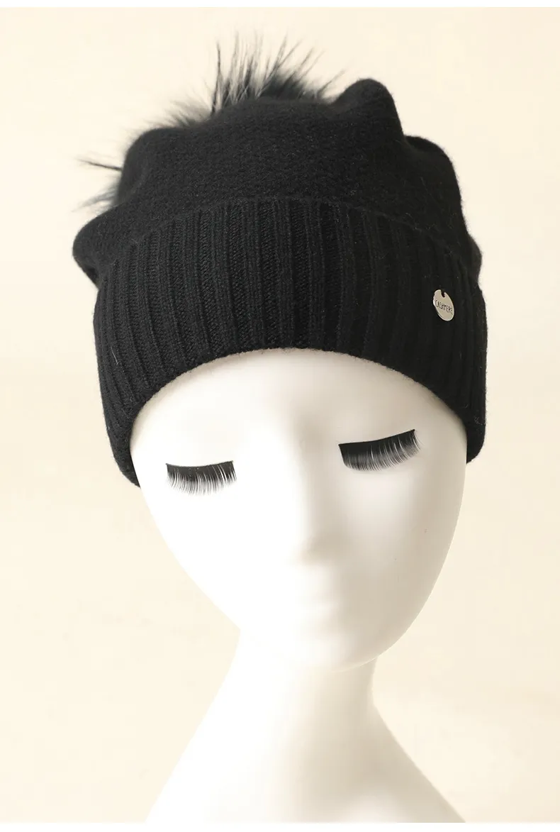 Ladies Fashion Cap 100 Cashmere Winter Beanie view 2