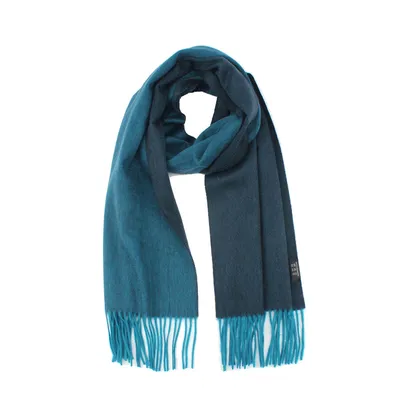Women Soft Pure Color Ink Blue and Blue Cashmere Scarf