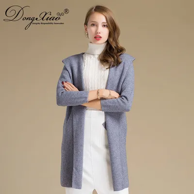 Thick Jacquard Knitting Sweater Women Long Cardigan with Hood