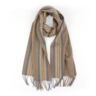 Winter Warm Stripe Pattern Cashmere Scarf for Men