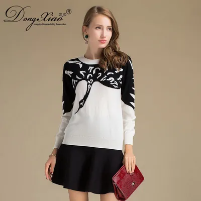 OEM Service Ladies Jacquard Knitting Cashmere Wool Sweater