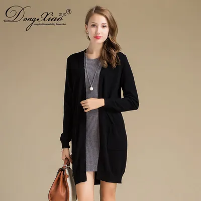Women s Long Style No Button 100 Cashmere Sweater Cardigan