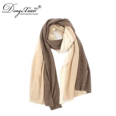 Knitted Women Winter Nature Color Cable Plain Knitting Cashmere Scarf