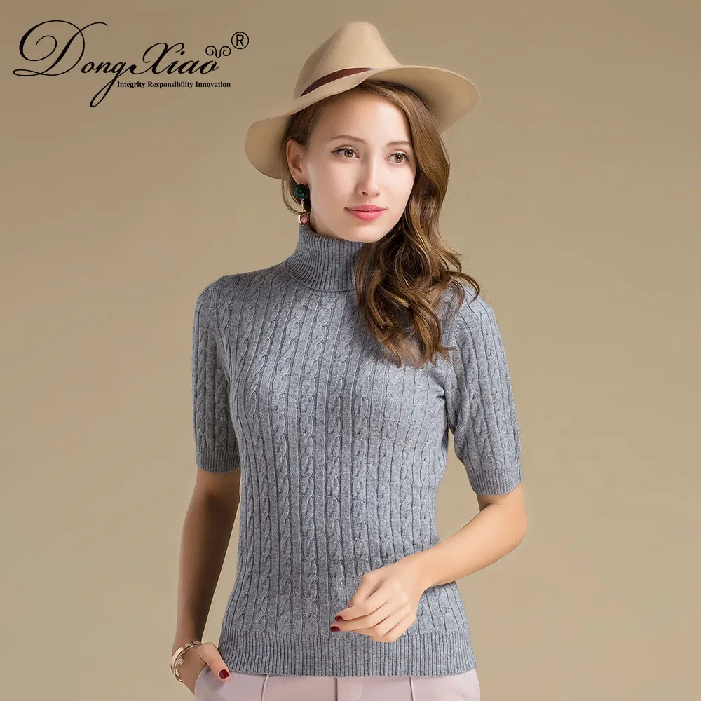 Fashion European Style Turtleneck Cable Sweater for Lady view 2