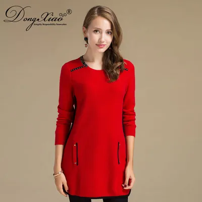 Round Neck Women Cashmere Wool Long Sweater Design