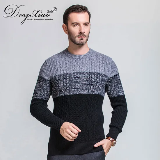 Cashmere Wool Blended Cable Knitting Knitwear Men Sweater
