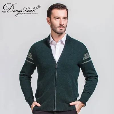 Wool Cashmere Blended Zipper Sweater Men s Cardigan Sweater