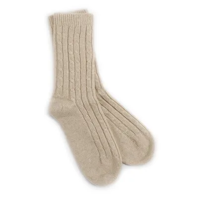 Thick Winter Ladies Cable Pure Cashmere Socks