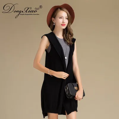 Autumn Women Sleeveless Sweater Cashmere Hooded Cardigan