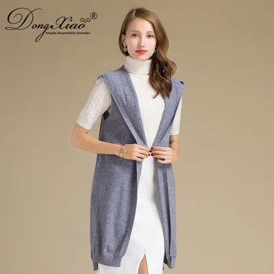 Ladies Knitted Sweater Shawl Collar Cashmere Hooded Cardigan