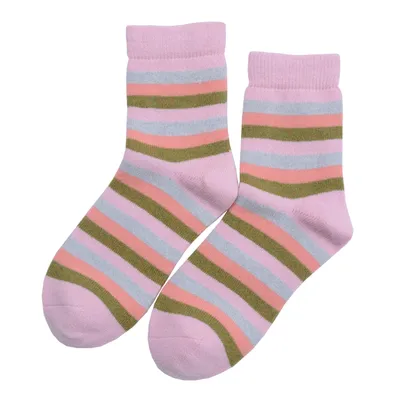 Colourful Stripes Pattern Pure Cashmere Socks