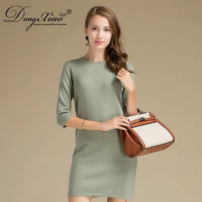 Half Sleeve Plain Knit Super Soft 100 Cashmere Dress Pullover