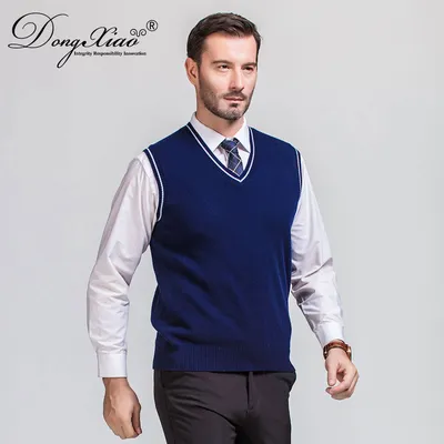 Custom School Uniform Wool Cashmere Sweater Vest for Boys