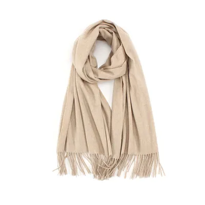 Wave Pattern Woven Blanket Scarf Pure Cashmere
