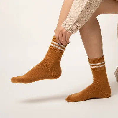 Solid Colour Funny Design Cashmere Socks for Girls