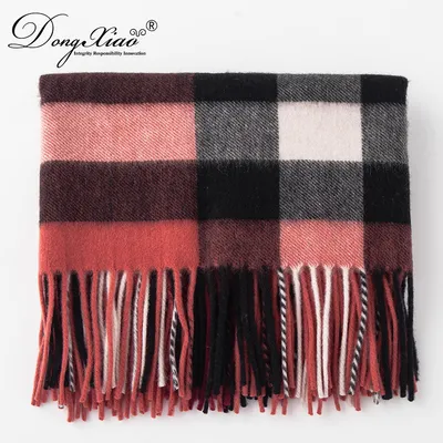 Fashion Checked Woven Warm Scarf with Tassels