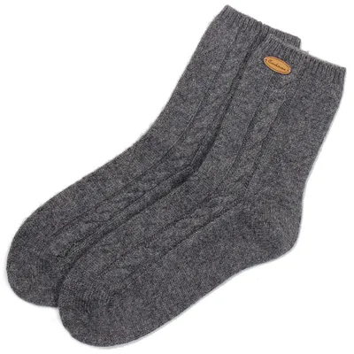 Cable Knitted 100 Cashmere Ankle Socks for Women