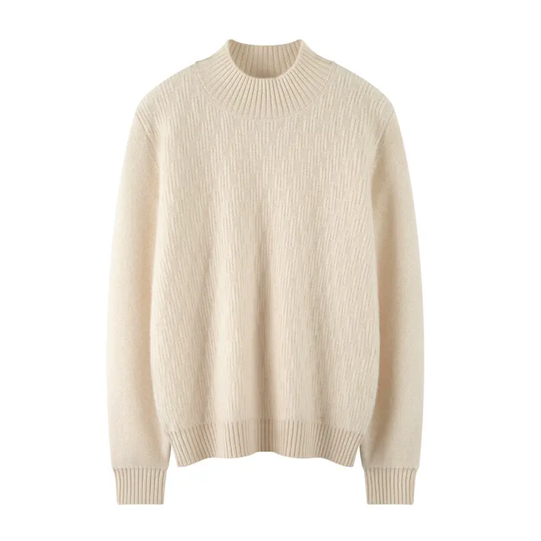 100% Cashmere, Custom Mock Neck Cashmere Sweater Women - Loose Knit Pullover FW 2026, 14–15.5µm, Womenswear