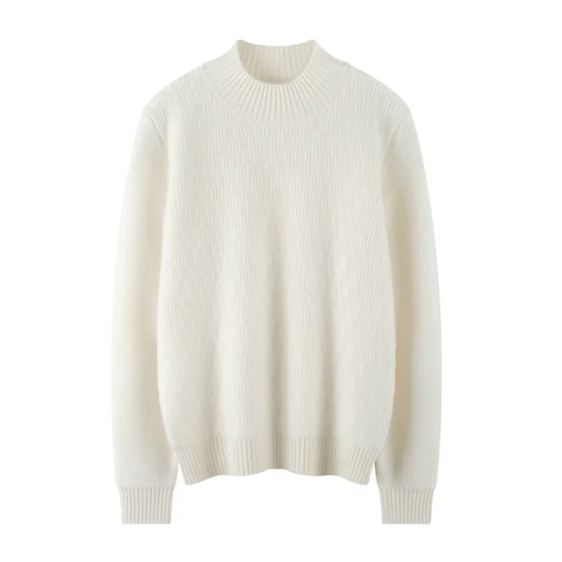 100% Cashmere, Custom Mock Neck Cashmere Sweater Women - Loose Knit Pullover FW 2026, 14–15.5µm, Womenswear — detail view 2