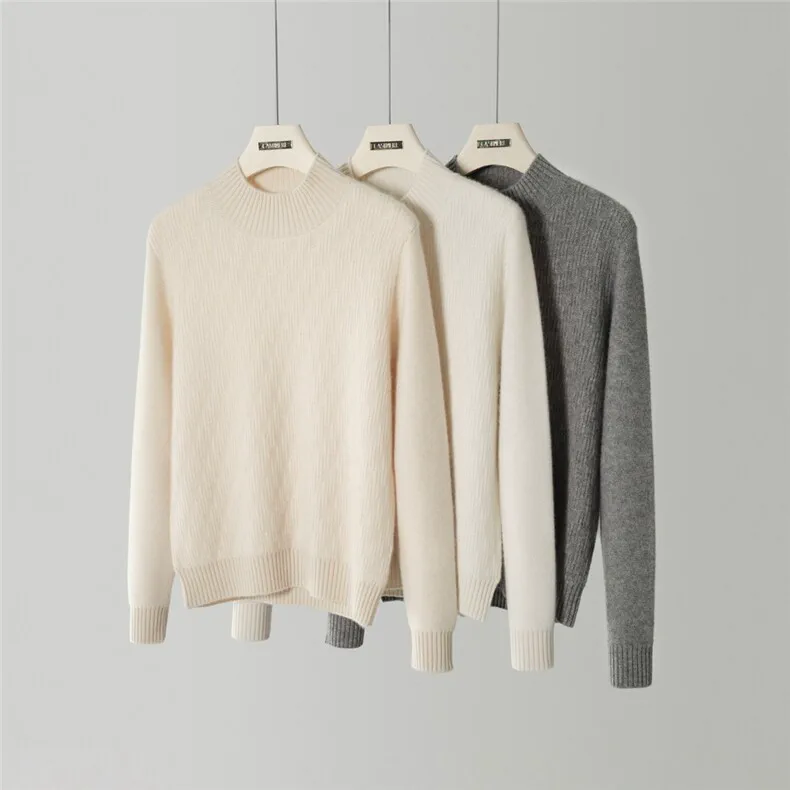 100% Cashmere, Custom Mock Neck Cashmere Sweater Women - Loose Knit Pullover FW 2026, 14–15.5µm, Womenswear — detail view 4