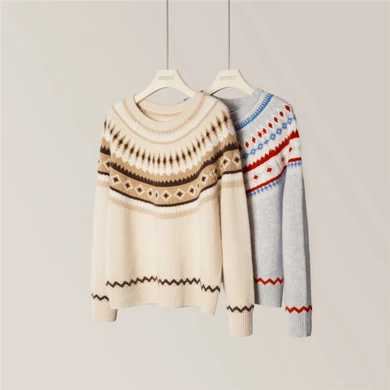 100% Cashmere, Custom Crew Neck Cashmere Sweater Women - Loose Long Sleeve Pullover FW 2026, 14–15.5µm, Womenswear — detail view 3