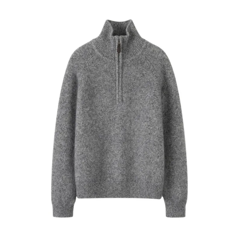 100% Cashmere, Custom Long Sleeve Cashmere Pullover Women - Loose Fit Knit Sweater FW 2026, 14–15.5µm, Womenswear — detail view 2