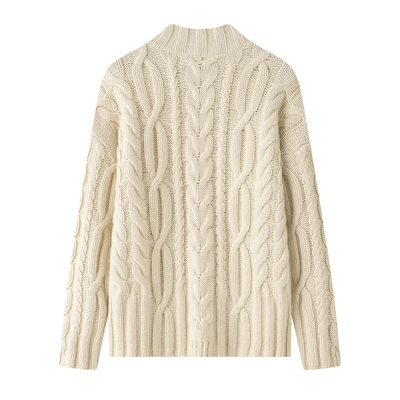 100% Cashmere, Cashmere chunky cable crew-neck pullover, 14–15.5µm, Cashmere Garment — detail view 3