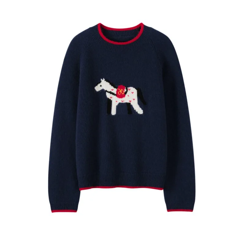 100% Cashmere, Custom Crew Neck Cashmere Knit Sweater - Loose Long Sleeve Pullover FW 2026, 14–15.5µm — detail view 2