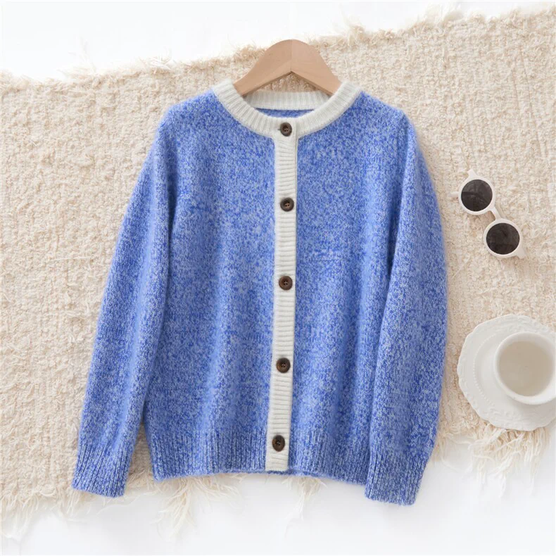 100% Cashmere, Custom 3-Ply Cashmere Cardigan Kids - Thick Space-Dye Knit Sweater Children, 14–15.5µm, Kids / Kids Knitwear — detail view 2